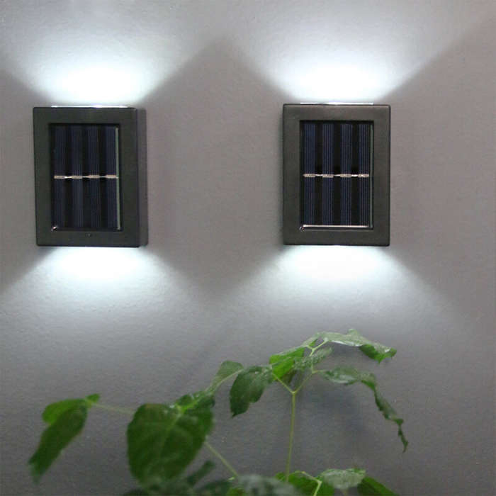 White Light - 2Pcs Solar Wall Lamp Outdoor Garden Household Waterproof Wall Light Up And Down Garden