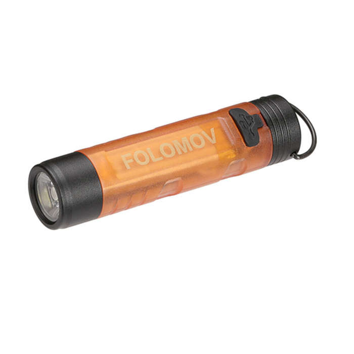 Orange - Folomov Keychain Flashlight 300LM Mini Pocket Light Outdoor Key Clip Cap Ambient LED Long E