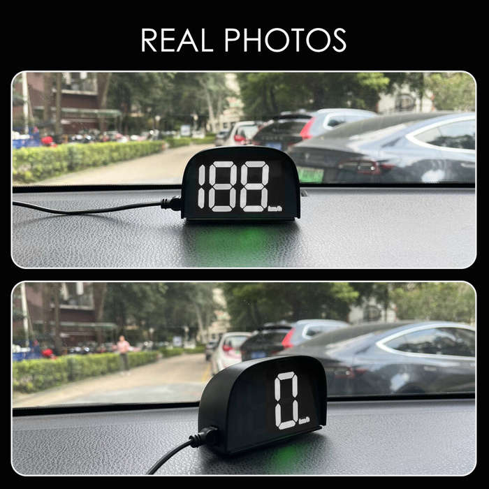 MPH - Universal Car GPS HUD Digital Speedometer Display White Light Plug and Play Big Font Car Elect