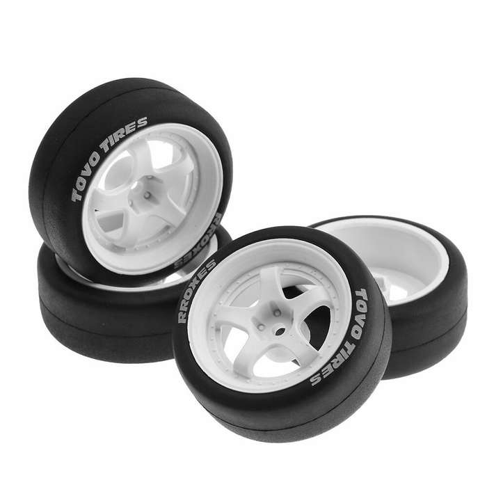 White - RS 12mm Hex RC Car Wheel Tires for 1/10 Tamiya TT02 XV01 HSP Kyosho Wltoys Remote Control Pa