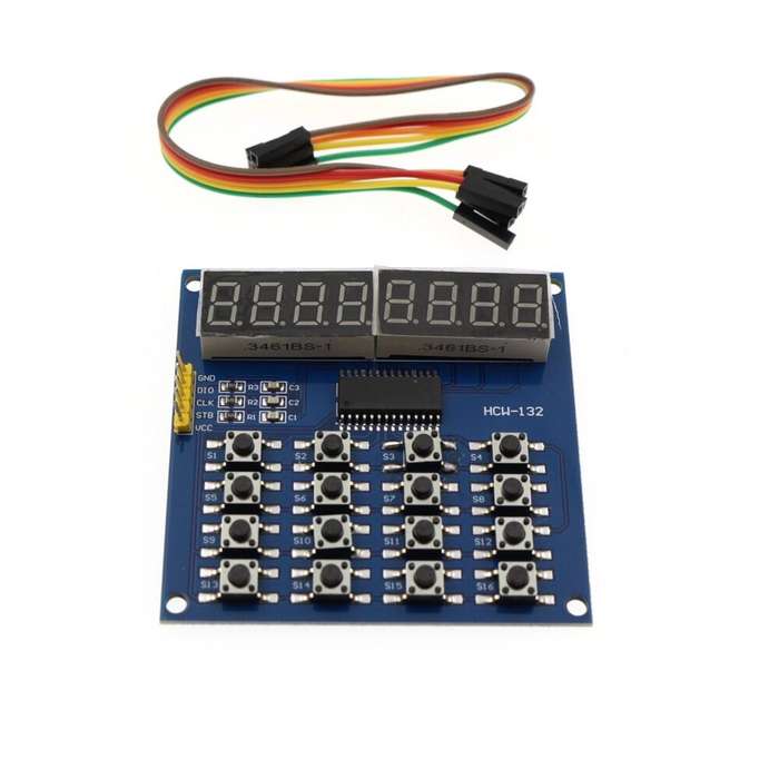 TM1638 3-Wire 16 Keys 8 Bits Keyboard Buttons Display Module Digital Tube Board Scan And Key LED Gee