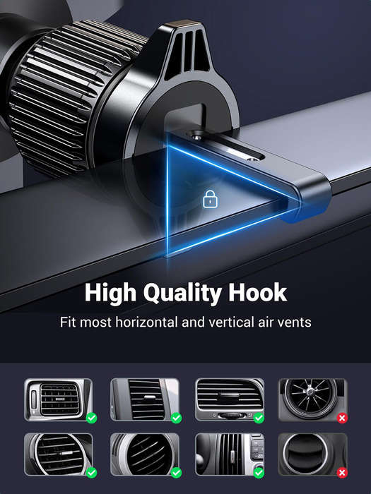 Grey - UGREEN Car Phone Holder Air Vent Mount Multifunctional Car Phone Holder Air Vent Gravity Car