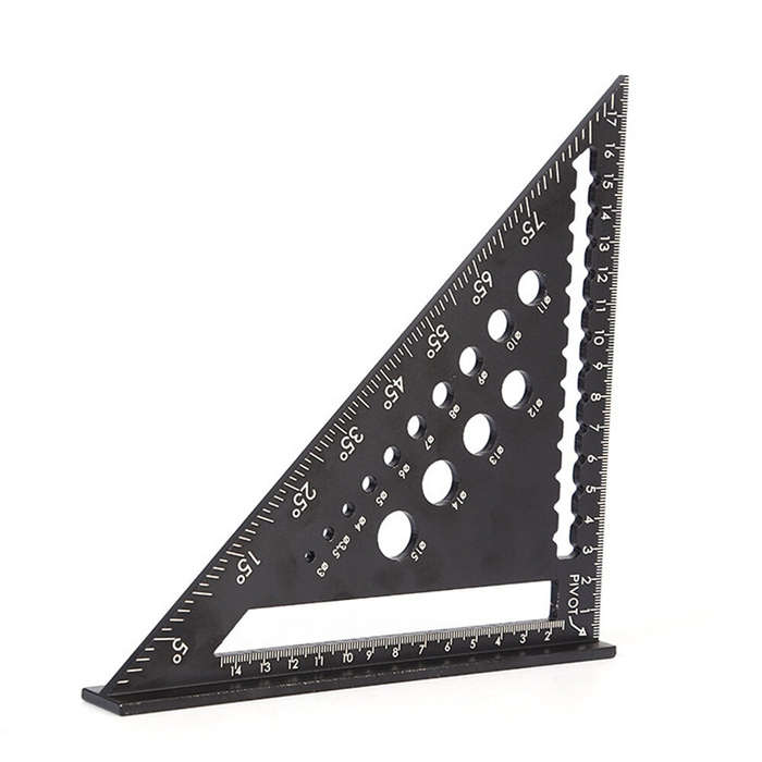 Black - Woodworking Tools Aluminum Alloy Triangle Ruler Hole Square 45 90 Degree Angle Square High P