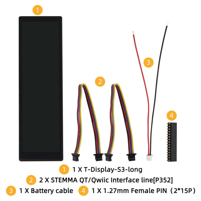 Board Only - LILYGO T-Display-S3-Long 3.4-inch Touch Display ESP32-S3 Development Board TFT LCD Wire