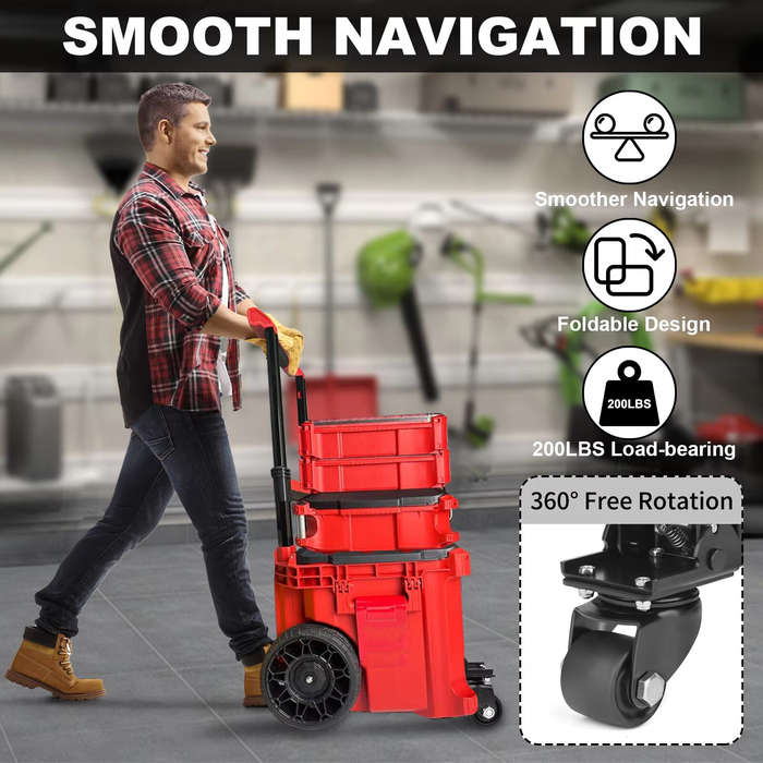 Black - Upgraded Steel Construction Front Wheels Caster Wheel Kit Fit For Milwaukee Rolling Tool Box