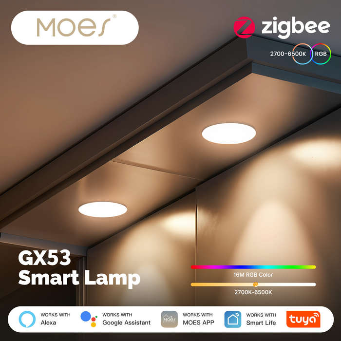 White - MOES Smart Zigbe LED Light 6W 540LM RGB Color Changing Bulb Voice Control with Alexa Google