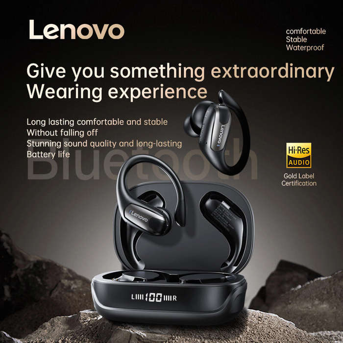 White - Lenovo EA305 TWS Headset LED Digital Display Wireless bluetooth 5.4 Earphone 14.2mm Large Di