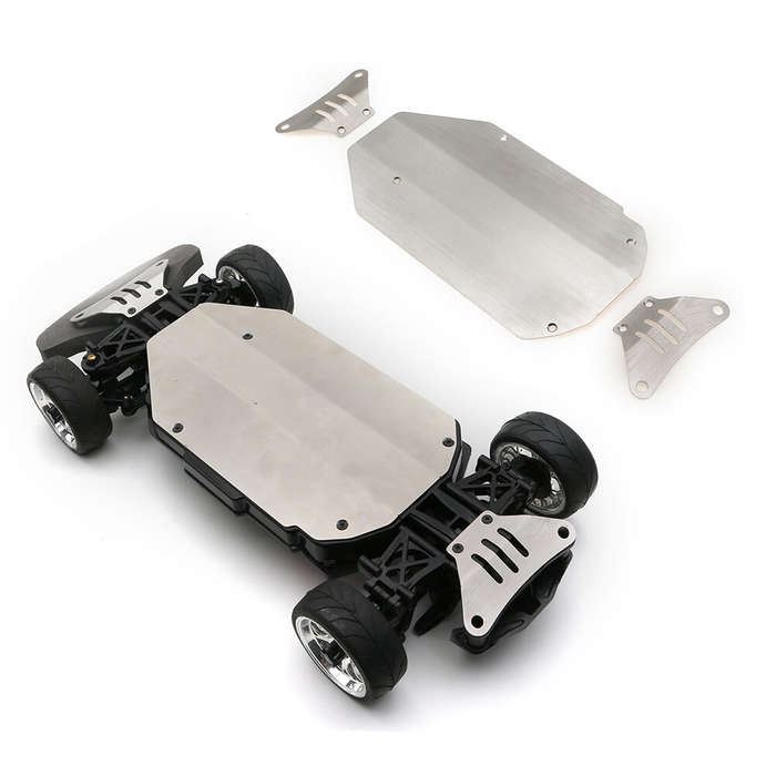 Silver - 304 Stainless Steel Chassis Front And Rear Guards Scratch-Resistant And Anti-Scratch Plates