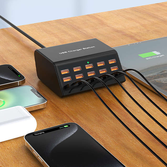 EU Plug - 100W 15-Port USB Charger 15xUSB-A Fast Charging Desktop Charging Station EU Plug US Plug f