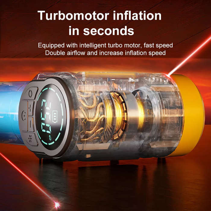 Black - 60W Handheld Portable Air Pump With Intelligent Digital Display Stop When Full Spiral Pressu