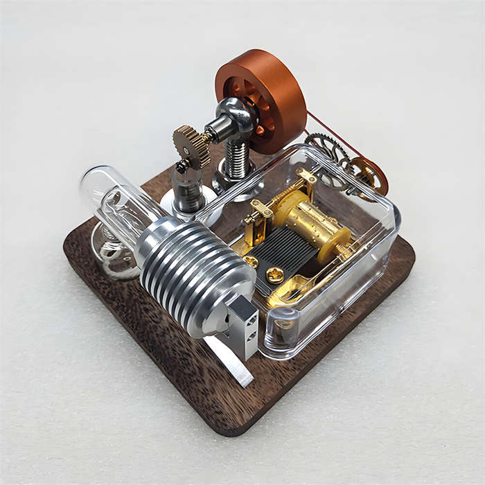 Silver - SH-016 Mechanical Music Box Stirling Engine Model Science Discovery Toys