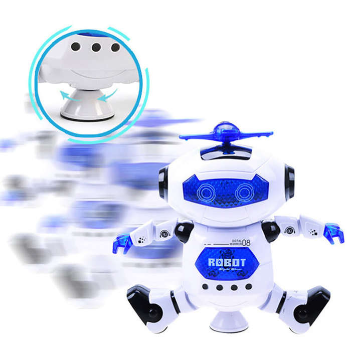 White - 360 Space Rotating Dance Astronaut Robot RC Music LED Light Electronic Walking Funny Toys fo
