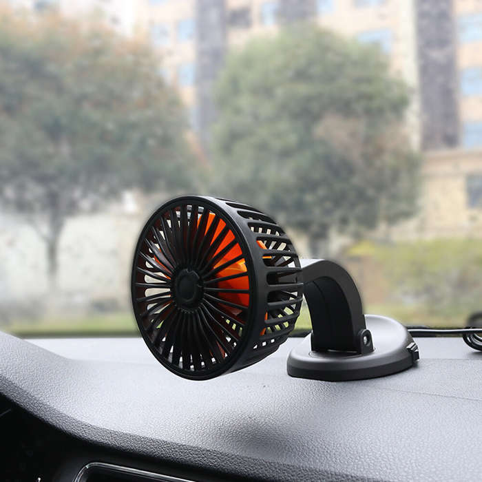 12V - 5V/12V/24V Single-Head Car Fan 360 Adjustable Cooling Fans 2 Speed USB Mini Size Five-blade St