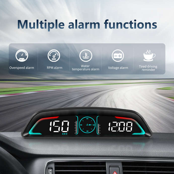 Universal Car Head-Up Display HUD Multi-Functional Display Multiple Alarm Functions Time Speed Dista