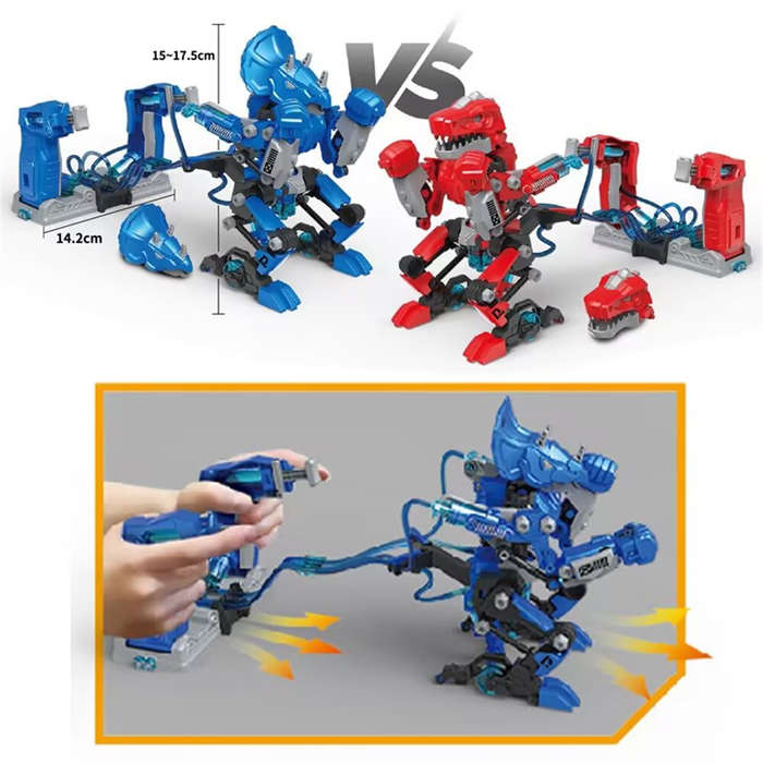 Blue - 2PCS Byjarda VS0301 Hydraulic Boxing Battle Fighting Dinosaur DIY Assembled Remote Control Ro