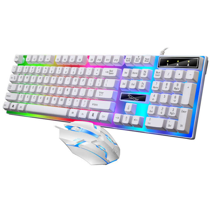 Black - ZGUANGBA G21B Wired 104-Keys Gaming Keyboard and Mouse Set RGB Backlit Mechanial-Feeling Key
