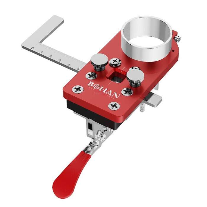 #A - Concealed Positioning Hinge Hole Punch with L Shape Ruler 35mm Door Hinge Jig with Retaining Cl
