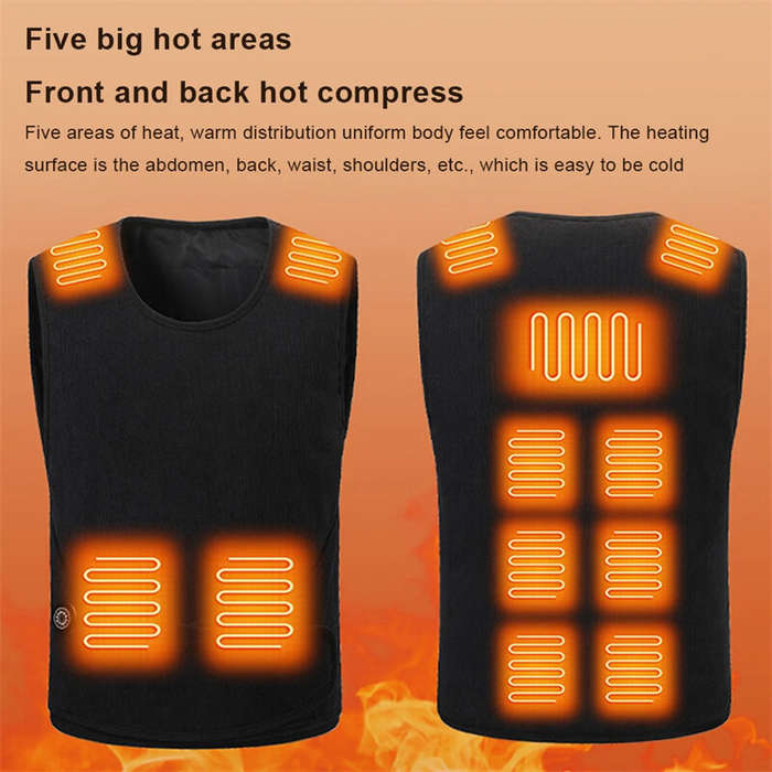 M/L/XL/2XL/3XL - TENGOO HZB-11 11 Areas Heated Vest Men Women USB Electric Self Heating Vest with Ad