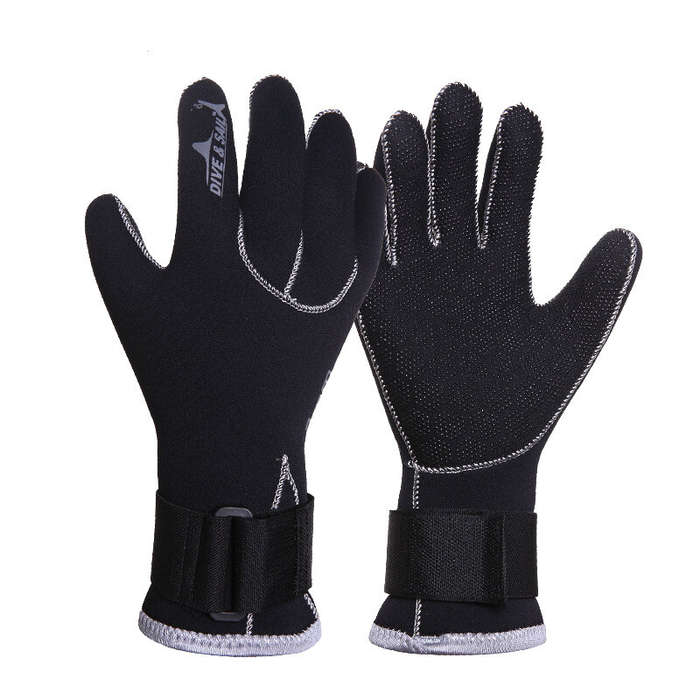 XL - DIVE&SAIL 3mm Black Neoprene Patchwork Diving Gloves Warm Swimming Gloves For Couples Snorkelin