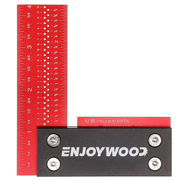 Imperial - ENJOYWOOD 100mm/4Inch Aluminum Alloy Woodworking Ruler Precision Square Right Angle Ruler