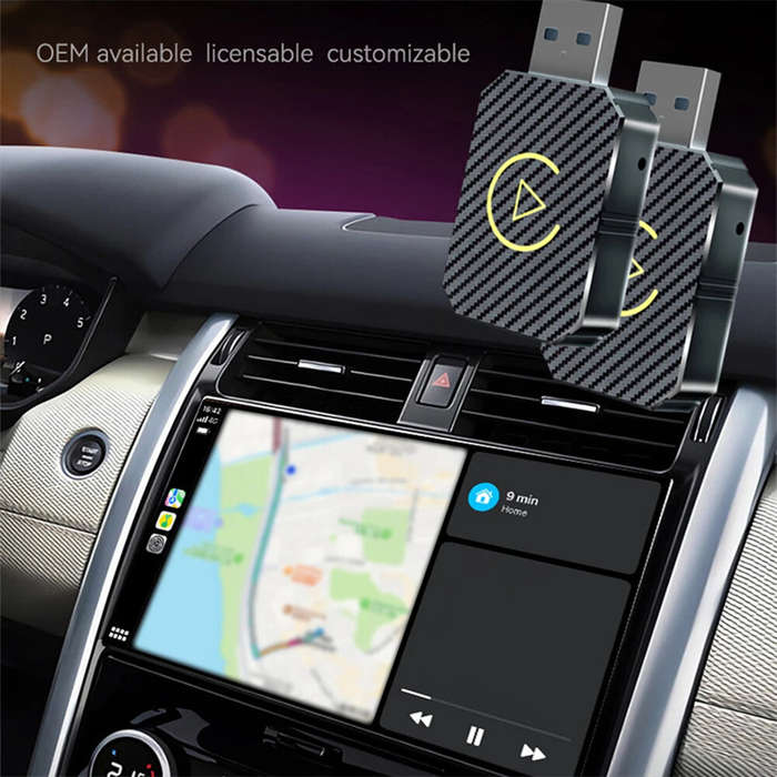 Gold - Smart Wireless Carplay Android Auto Adapter AI Box Dongle Plug&Play Wireless to Wired for Car