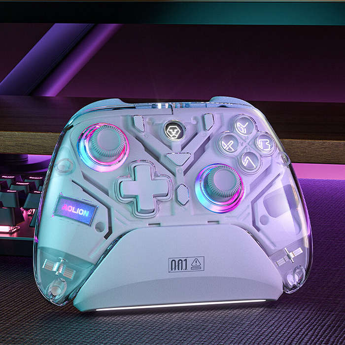 Orange - Aolion K10 RGB Wireless Gaming Controller with Charging Dock Gamepad Hall Effect Joystick T