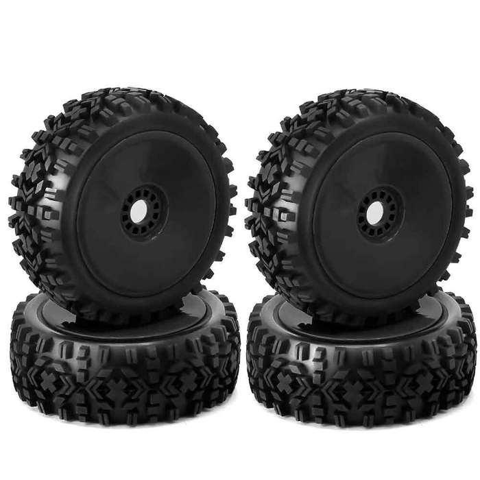 Yellow - 4Pcs Tires Wheel Rims 17mm Hex for 1/8 Nitro Off Road RC Car HSP HPI Kyosho ZD Hongnuo Redc