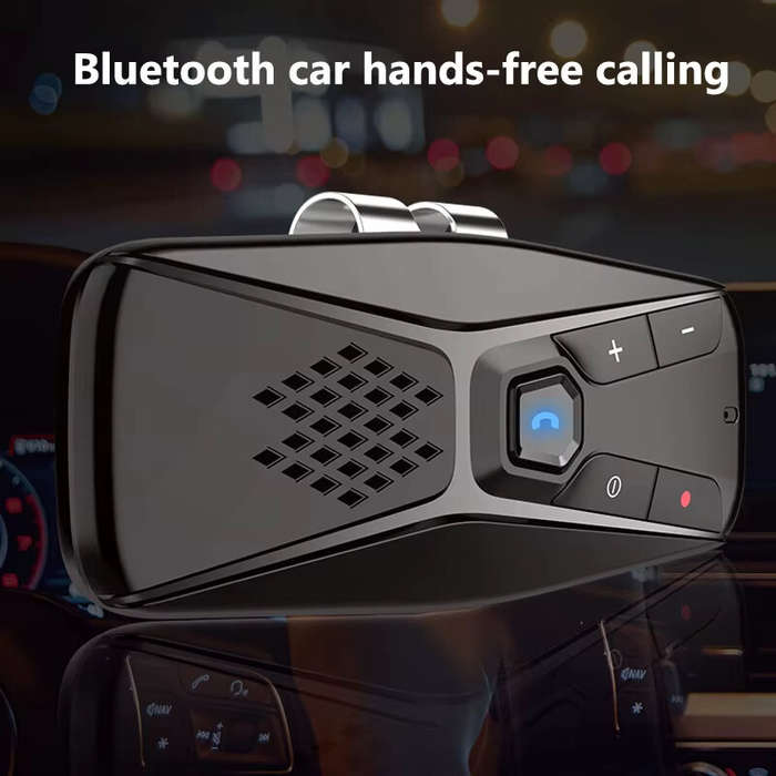 Black - Bluetooth Car Kit Handsfree Speakerphone Wireless with Microphone Bluetooth 5.0 Automatic Sh