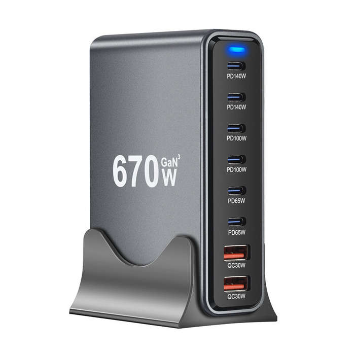 US Plug - [GaN Tech] Bakeey YMX-670W 670W 8-Port USB PD Charger 2USB-A+6USB-C PD QC Fast Charging De
