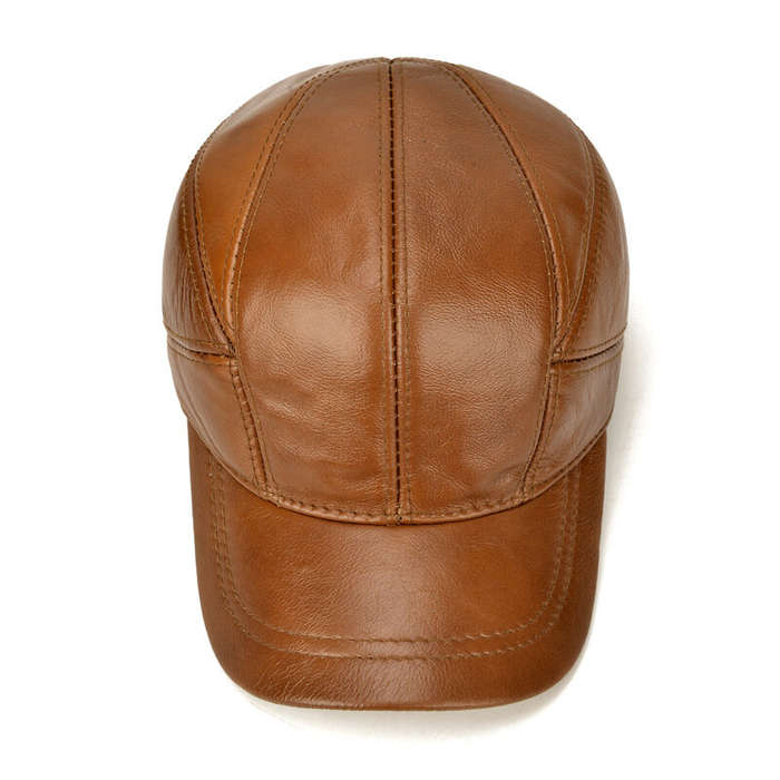 Black - Collrown Mens Genuine Leather Baseball Cap with Hidden Earmuff for Fall Winter Outdoor Casua