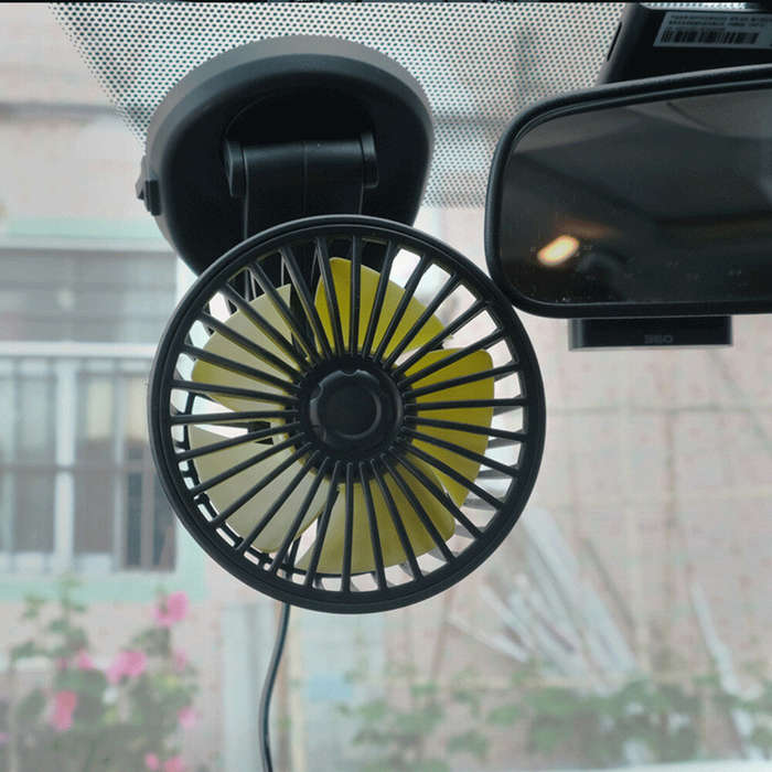 12V - 5V/12V/24V Single-Head Car Fan 360 Adjustable Cooling Fans 2 Speed USB Mini Size Five-blade St