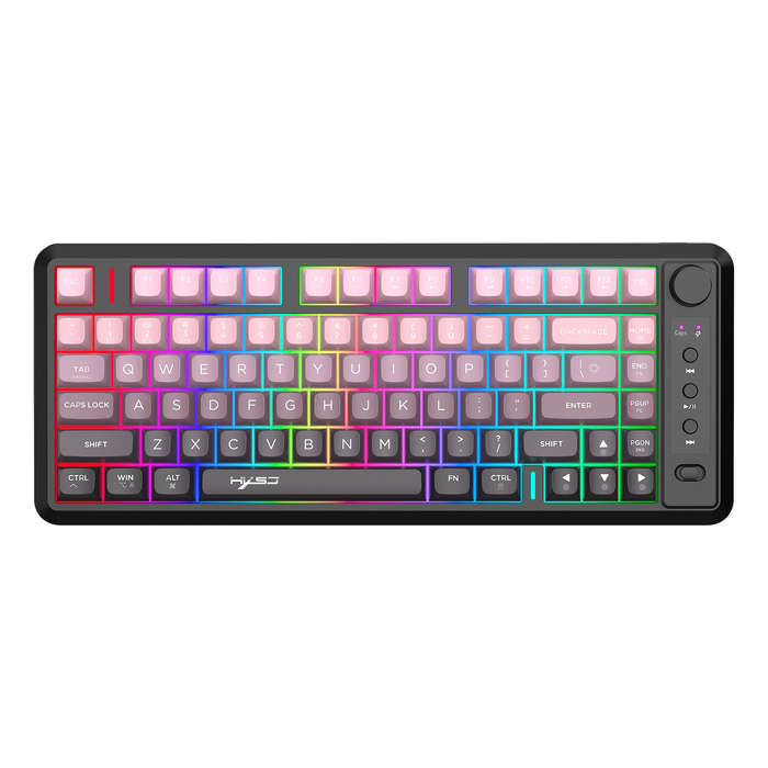 Black - HXSJ L400 Three Mode Wireless Gaming Keyboard 81 Keys Ergonomic RGB Backlight Membrane 2000m