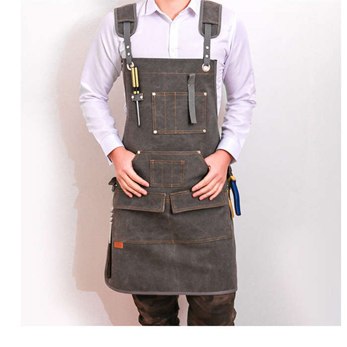 Blue - Multi-Pocket Design Canvas Apron for Hairstylists Bakers Coffee Shops Gardeners Woodworkers R