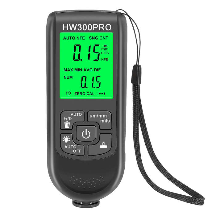 White - HW-300PRO Coation Thickness Gauge 0-2000UM Car Paint Film Thickness Tester Car Coating Measu