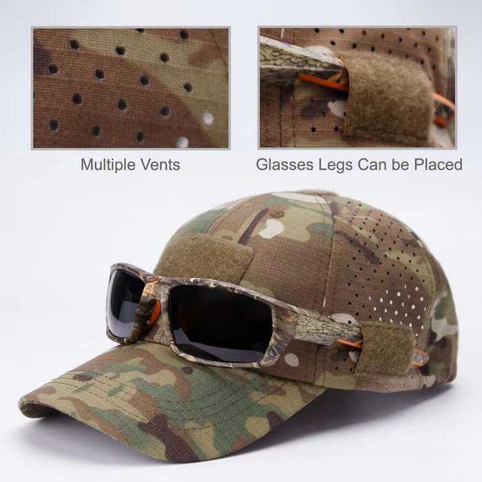 CP Camouflage - 1PC Men Camouflage Baseball Cap with Hook Loop Summer Breathable Sun Hat for Fishing