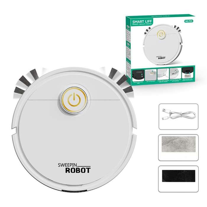 White - Tevorex 3 IN 1 Fully Automatic Sweeping Robot Sweeper Suction Mopping Sweeping Machine Intel