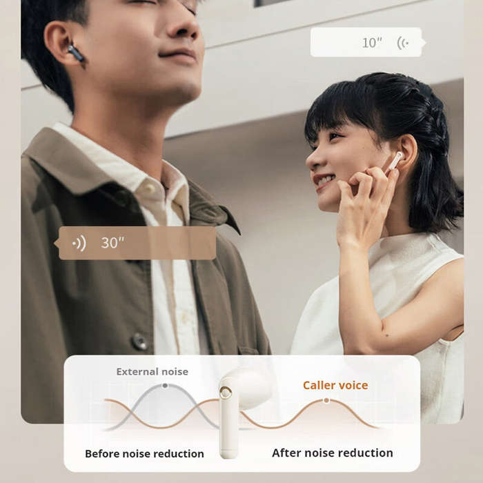 White - EDIFIER TO-U3 Plus TWS Earbuds Wireless bluetooth Earphone OLED Digital Display 13mm Composi