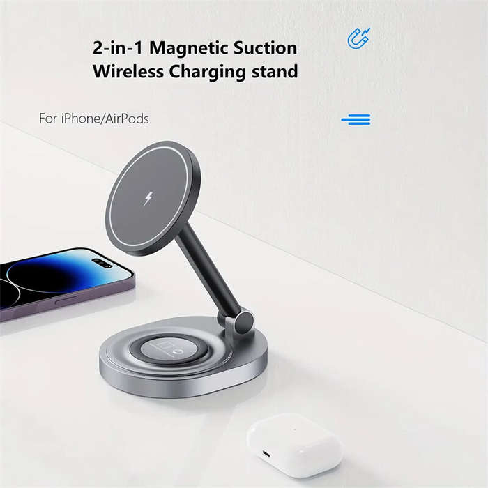 2-in-1 - 15W 3-in-1 Magnetic Wireless Charger Fast Wireless Charging Stand for Smart Phones for iPho