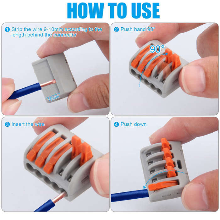 100pcs - PCT-212/213/215 Conductor Compact Wire Connectors Kit 100PCS Lever Nut Connector Assortment