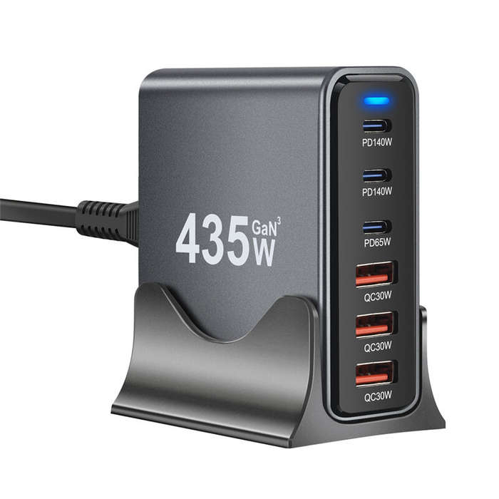 US Plug - [GaN Tech] Bakeey YMX-435W 435W 6-Port USB PD Charger 3USB-A+3USB-C PD QC Fast Charging De