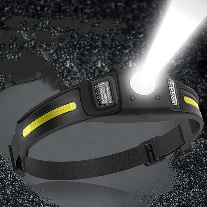 Smart Sensor 600 Lumens XPG+COB LED Headlamps Double Light Source Headlight With Safety Light Waterp