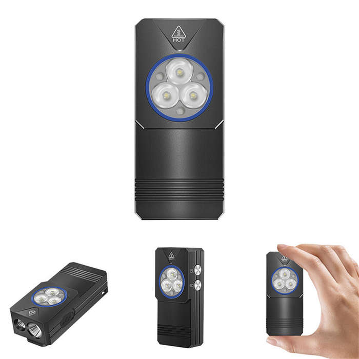 Black - 550 Lumens Mini Flashlight Rechargeable Bright Small LED Pocket Flat Light with Clip Magneti