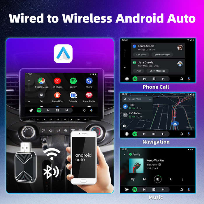 2 In 1 Carplay - 2 in 1 Wired to Wireless CarPlay Android Auto Adapter Plug & Play Voice Assistant w