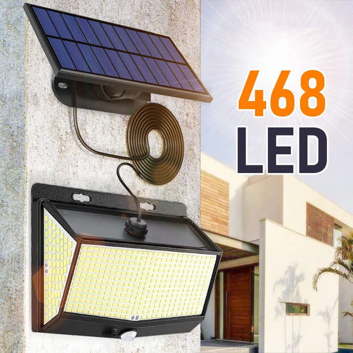 Elfeland 468 LED Super Bright Outdoor Solar Lamp Waterproof 3 Modes Motion Sensor Human Induction So