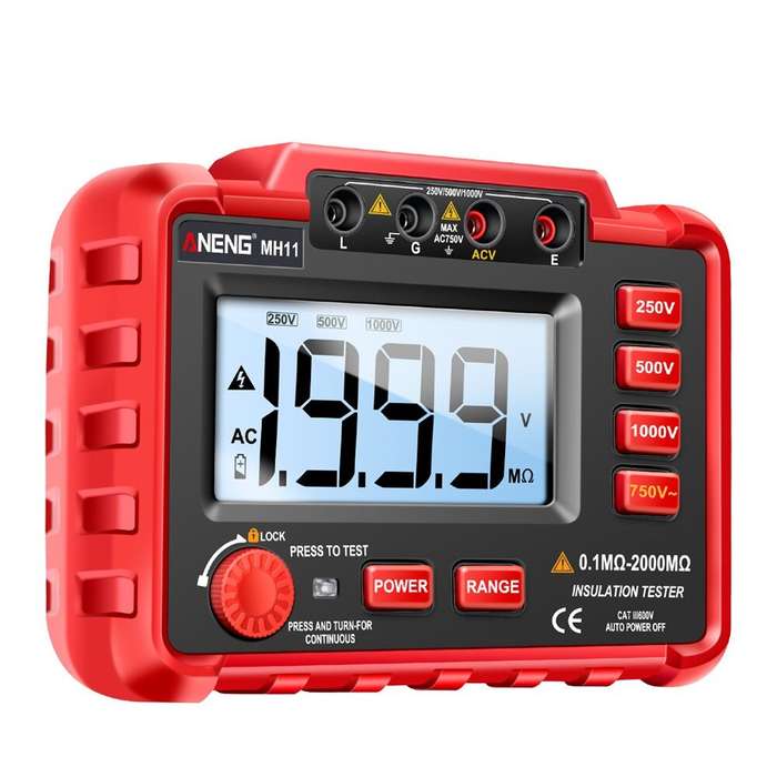 Red - ANENG MH11 Insulation Earth Resistance Tester Digital Ground Resistance Meter Ohm Voltage Test