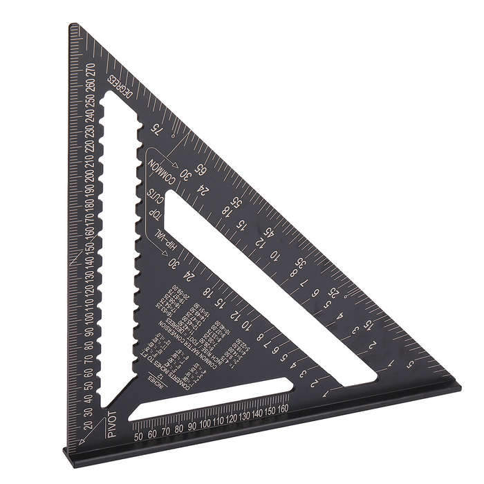 12-inch Aluminum Alloy Triangle Ruler with Protractor Scriber and Sawtooth Guide Multifunctional Too