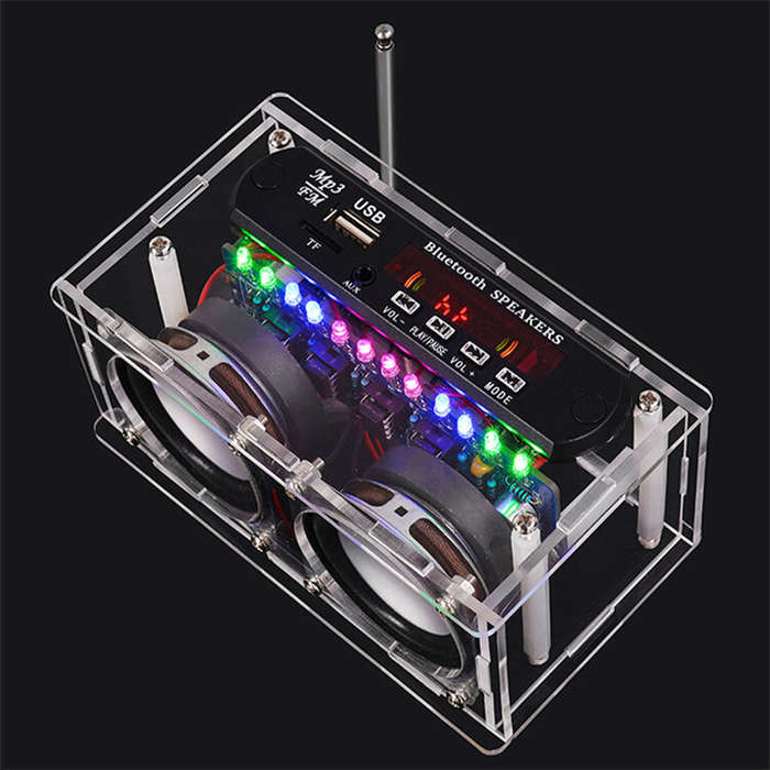 Full Set - DIY bluetooth Speaker Kit with FM Radio 87.5-108MHZ DIY Soldering Project Practice Electr