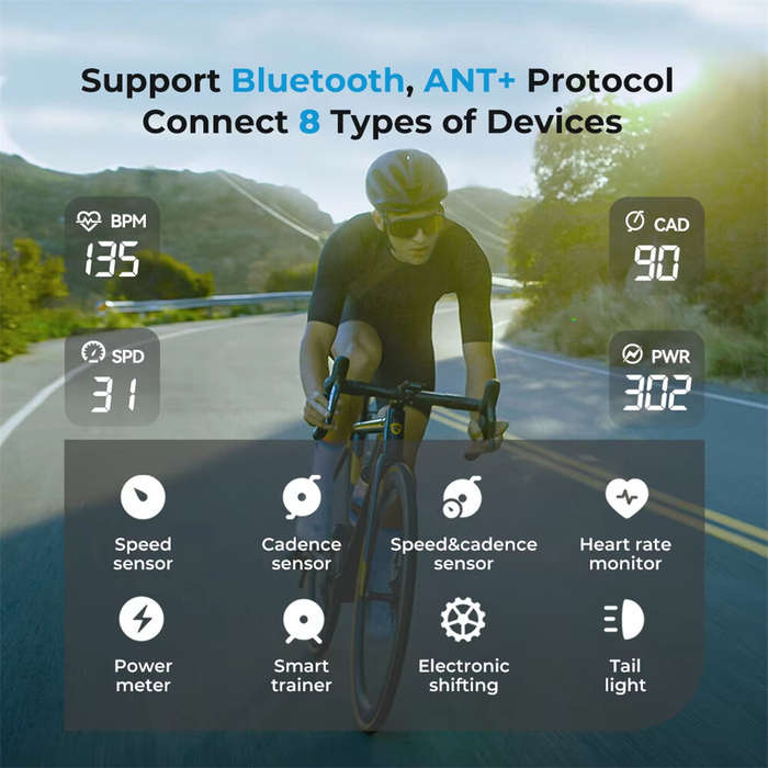 Black - GEOID CC600 Smart Bicycle Computer Wireless With Bluetooth ANT+ Cycling Speedometer IPX7 Wat