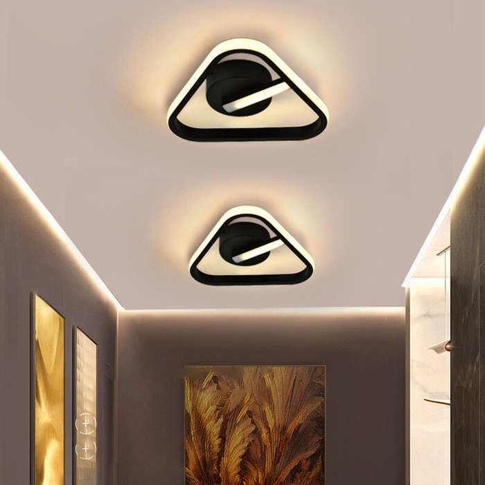 Triangle - Triangle/Square/Round Black Modern LED Acrylic Ceiling Light Brief Lamp Surface Mount Fix