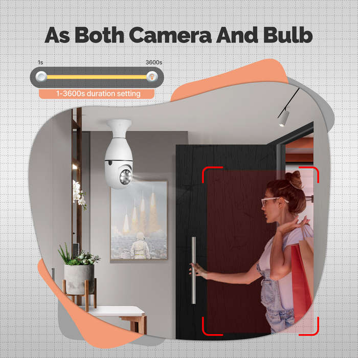 MoesHouse E27 3MP HD Tuya Smart WiFi Bulb Camera Full Color Night Vision PTZ Cam Auto Tracking Motio